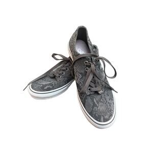 VANS Faux Snakeskin Gray Sneakers Woman’s Size 8 Fashion Laceup Sneaker